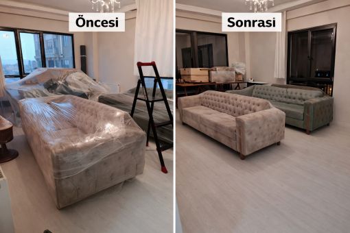 Salon temizliği - Öncesi ve Sonrası