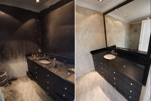 Yangın sonrası banyo temizliği - Öncesi ve Sonrası